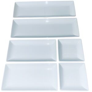 Macy’s Cellar Set of 6 White Rectangular Serving Platters